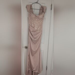 Pink Off-Shoulder Strapless Gown for Weddings